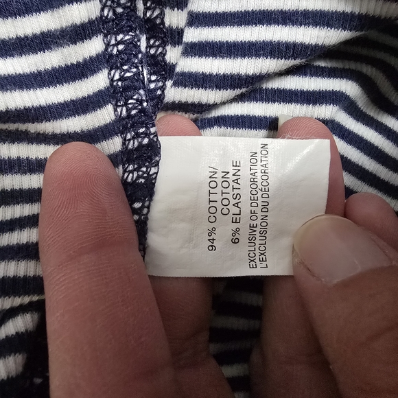 Abercrombie & Fitch Y2K Babydoll Navy Striped V-Neck Tee Size Large Coquette - Picture 6 of 7